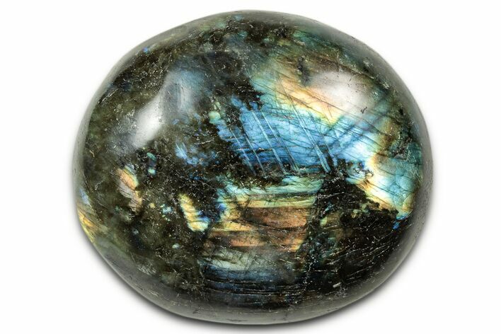 Flashy, Polished Labradorite Palm Stone - Madagascar #334235